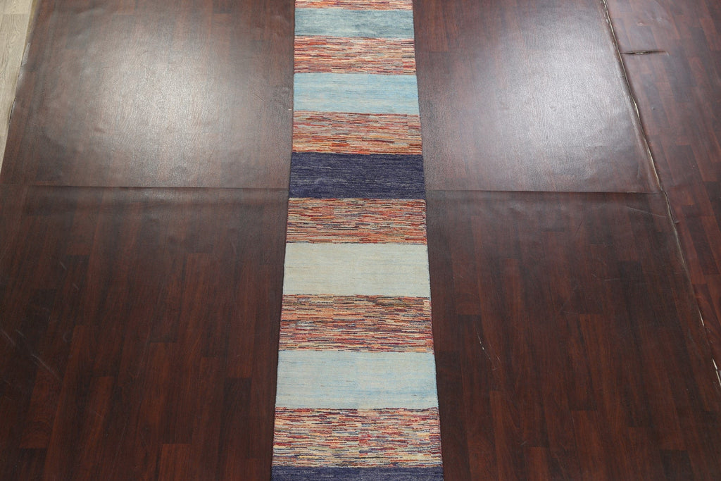 Striped Gabbeh Kashkoli Oriental Runner Rug 3x14