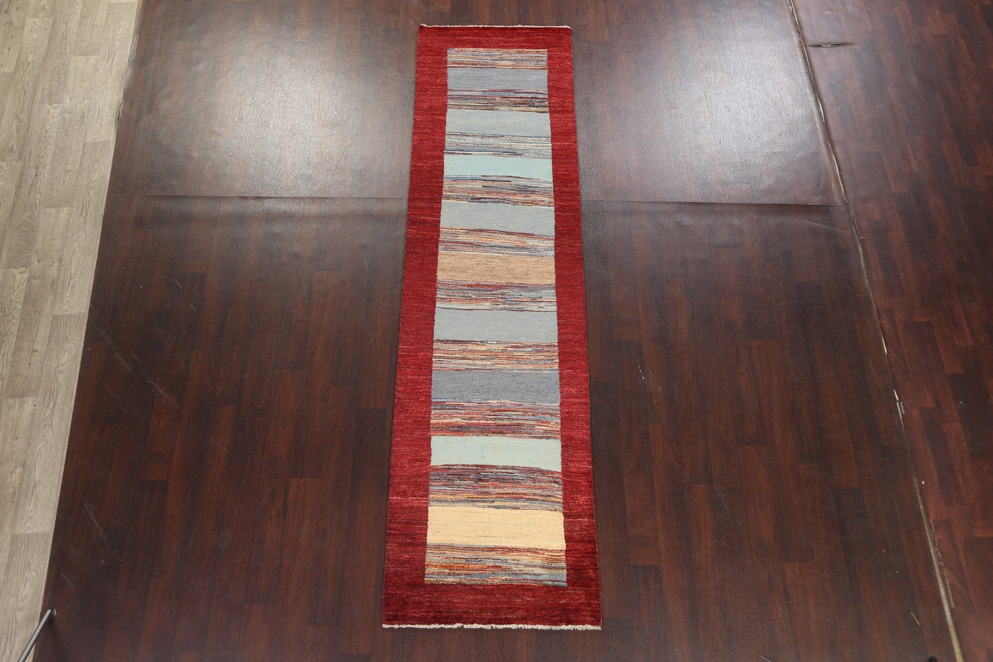 Striped Gabbeh Kashkoli Oriental Runner Rug 3x10