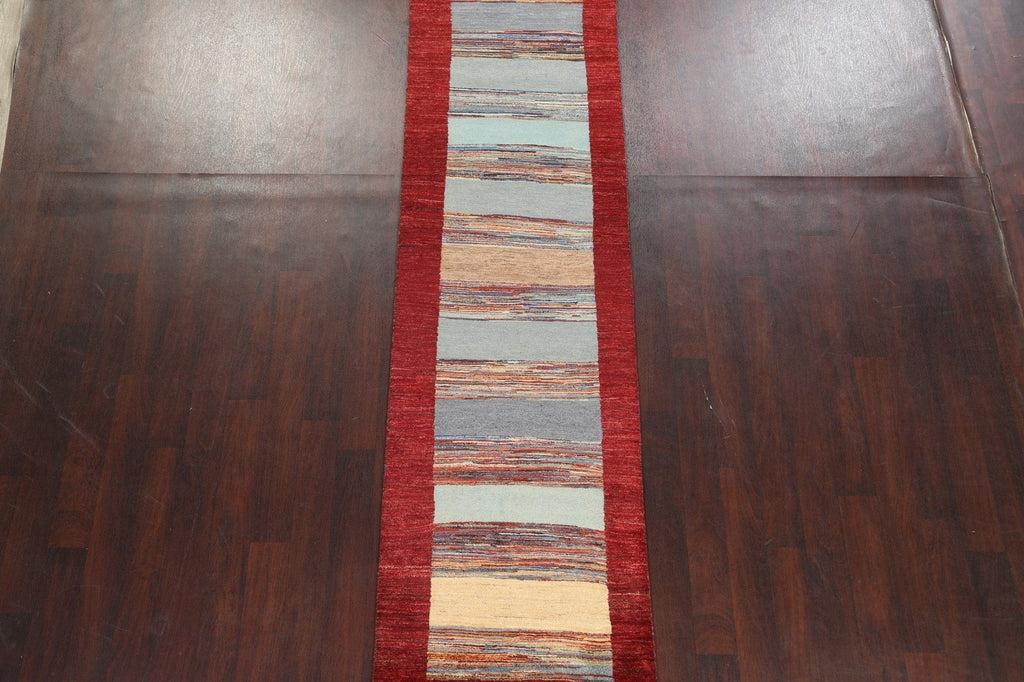 Striped Gabbeh Kashkoli Oriental Runner Rug 3x10