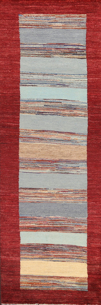 Striped Gabbeh Kashkoli Oriental Runner Rug 3x10