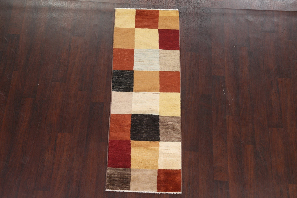 Checkered Gabbeh Kashkoli Oriental Runner Rug 2x6