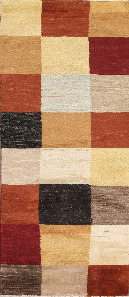 Checkered Gabbeh Kashkoli Oriental Runner Rug 2x6