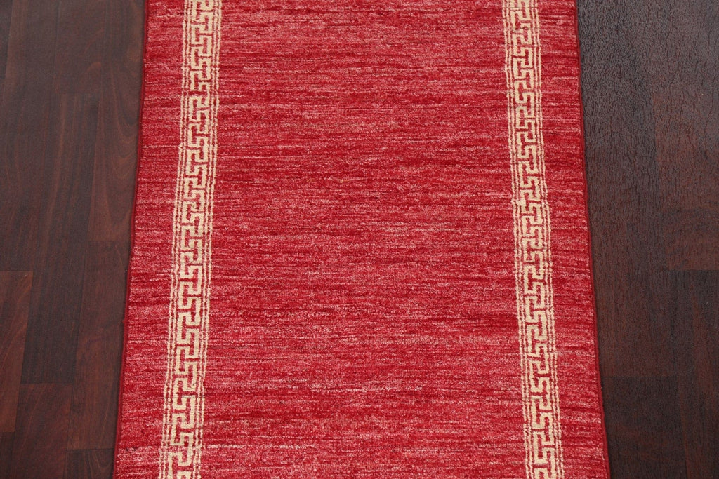 Red Wool Gabbeh Kashkoli Oriental Runner Rug 3x9