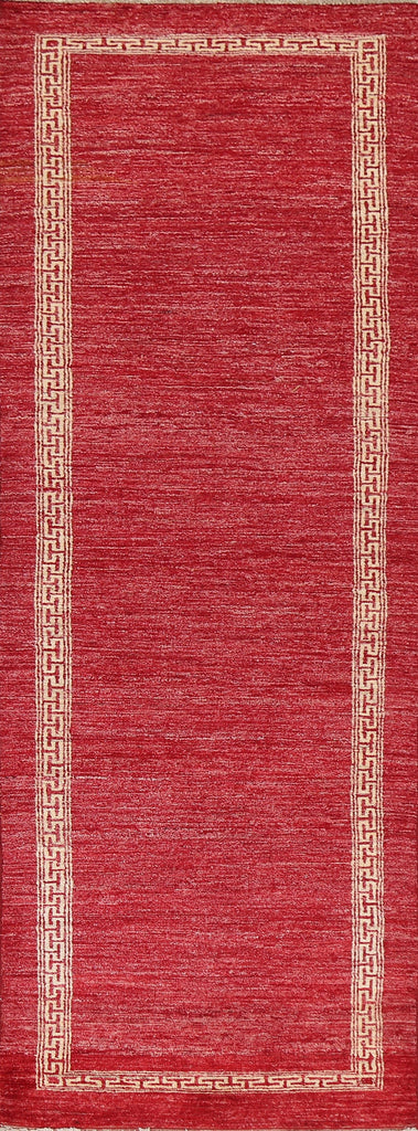 Red Wool Gabbeh Kashkoli Oriental Runner Rug 3x9