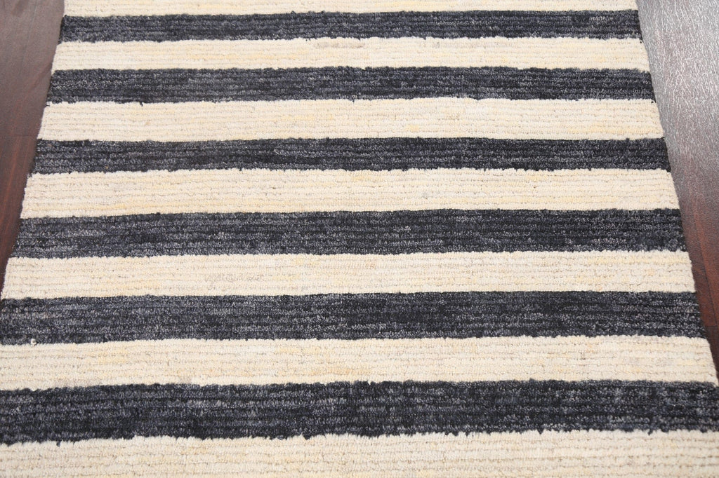 Black & White Striped Gabbeh Kashkoli Oriental Rug 4x4