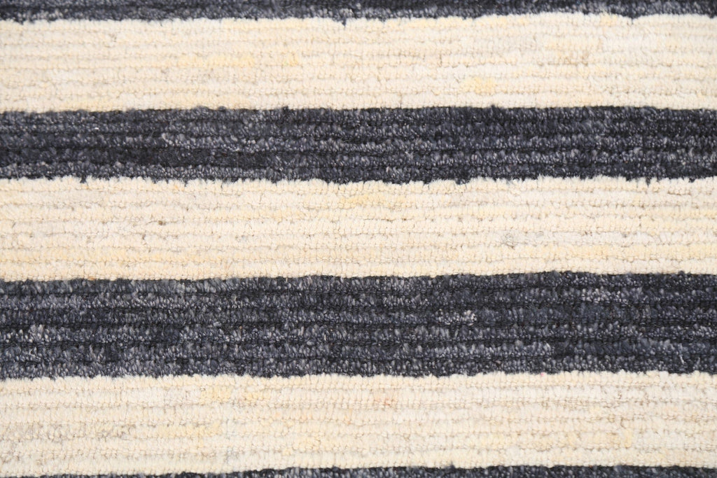 Black & White Striped Gabbeh Kashkoli Oriental Rug 4x4