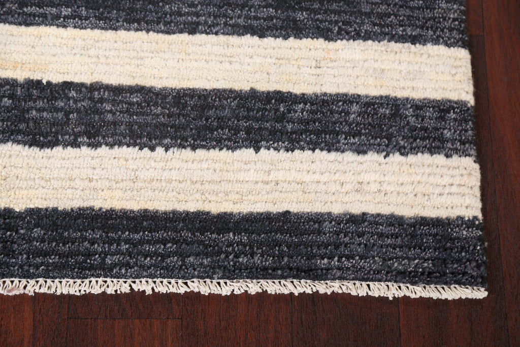 Black & White Striped Gabbeh Kashkoli Oriental Rug 4x4