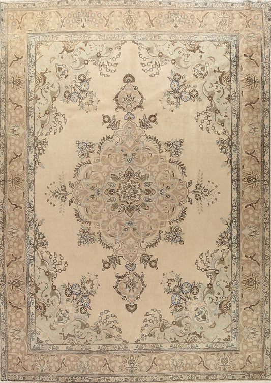 Vintage Floral Tabriz Persian Area Rug 10x13