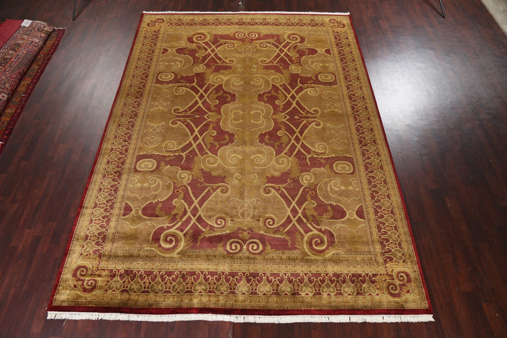 Large Red Vegetable Dye Wool Agra Oriental Rug 10x14