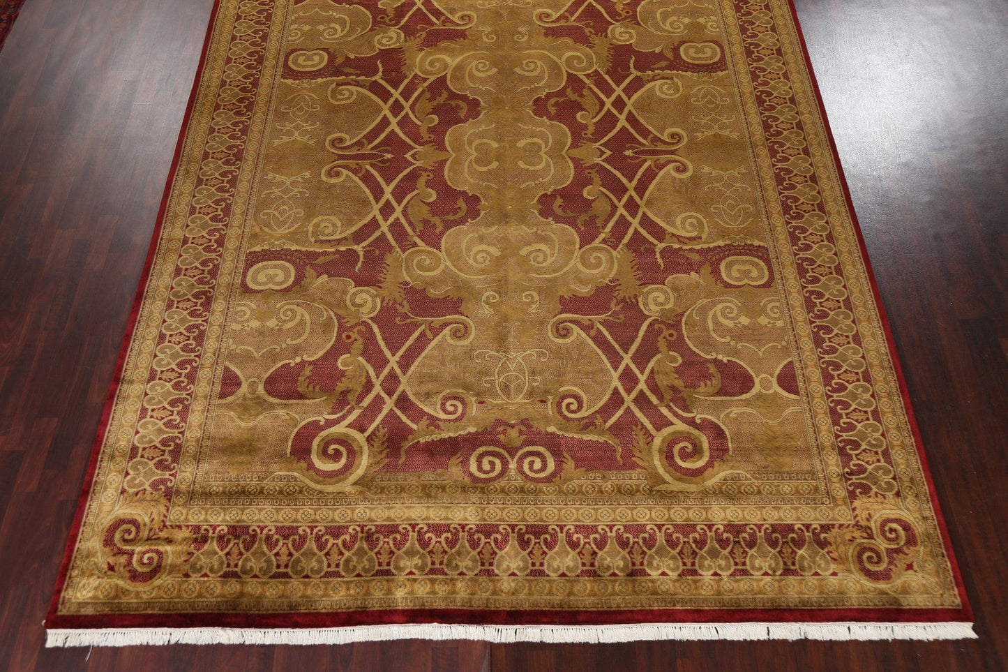 Large Red Vegetable Dye Wool Agra Oriental Rug 10x14