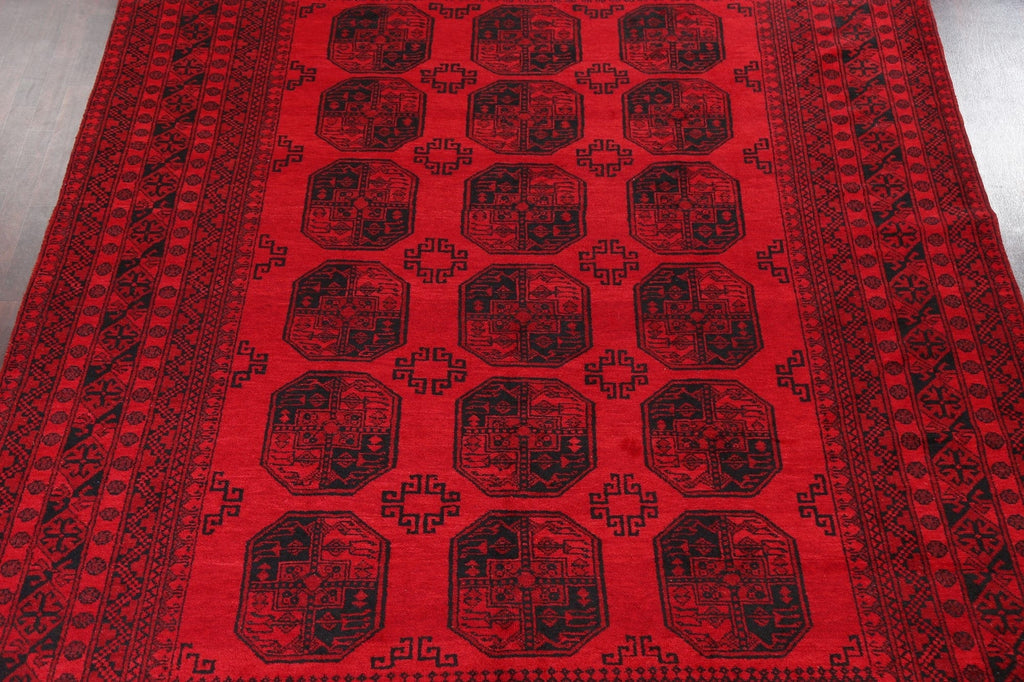 Geometric Red Wool Balouch Oriental Area Rug 10x13