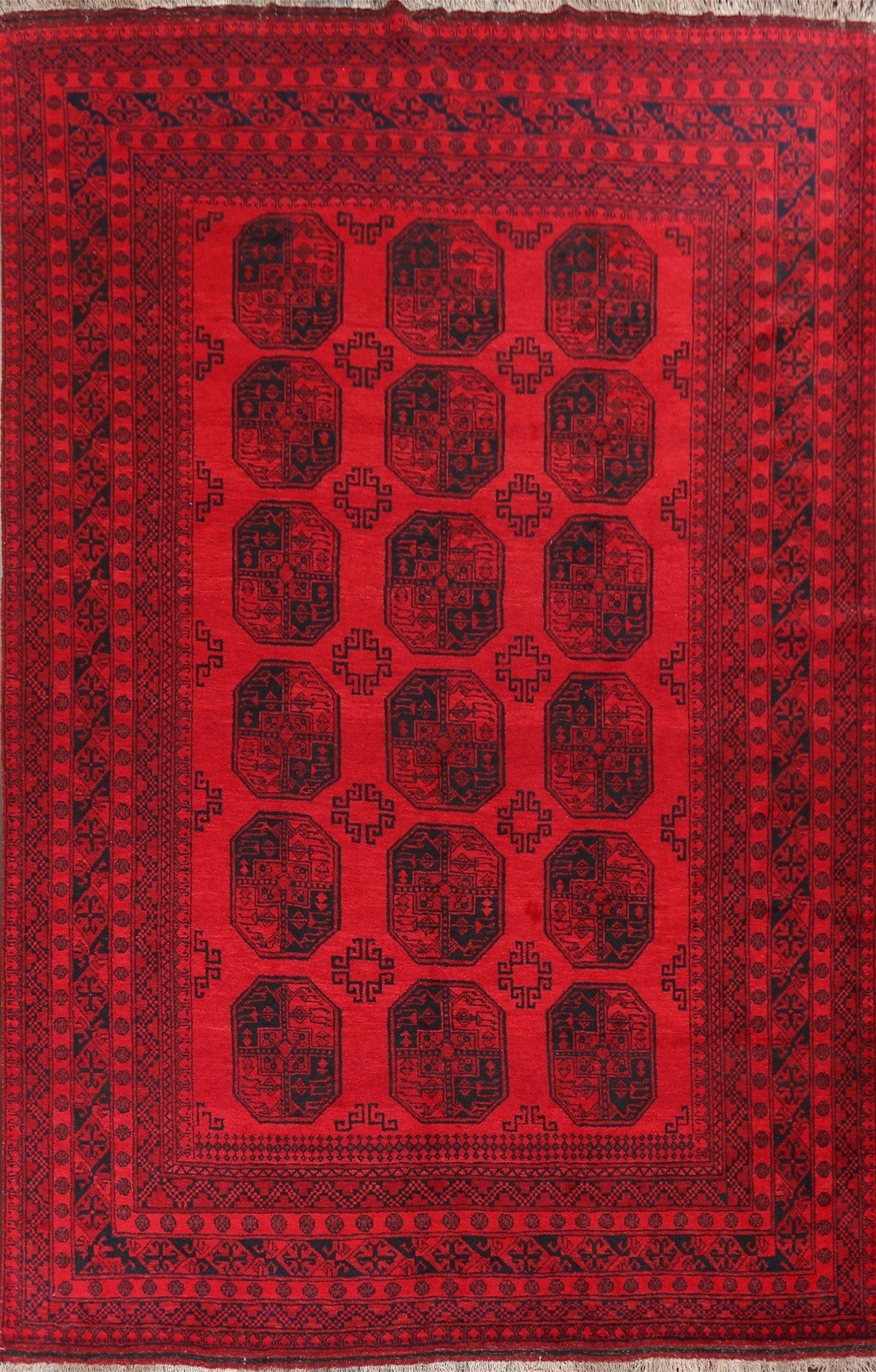 Geometric Red Wool Balouch Oriental Area Rug 10x13