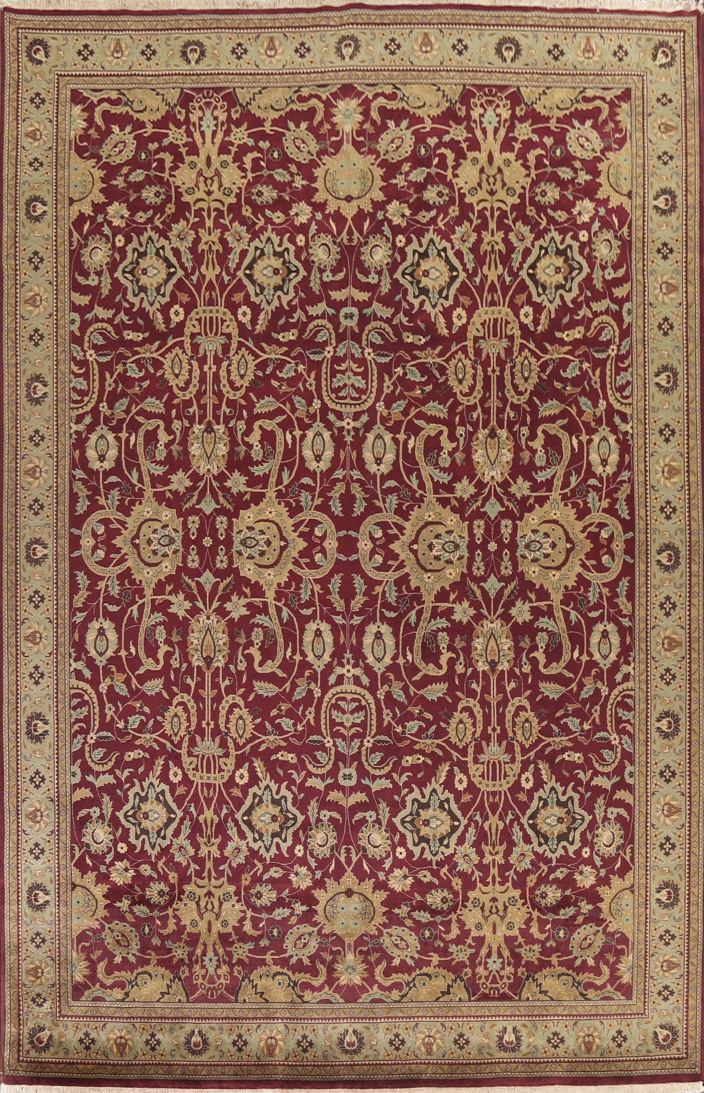 Vegetable Dye Red Large Agra Oriental Rug 10x14