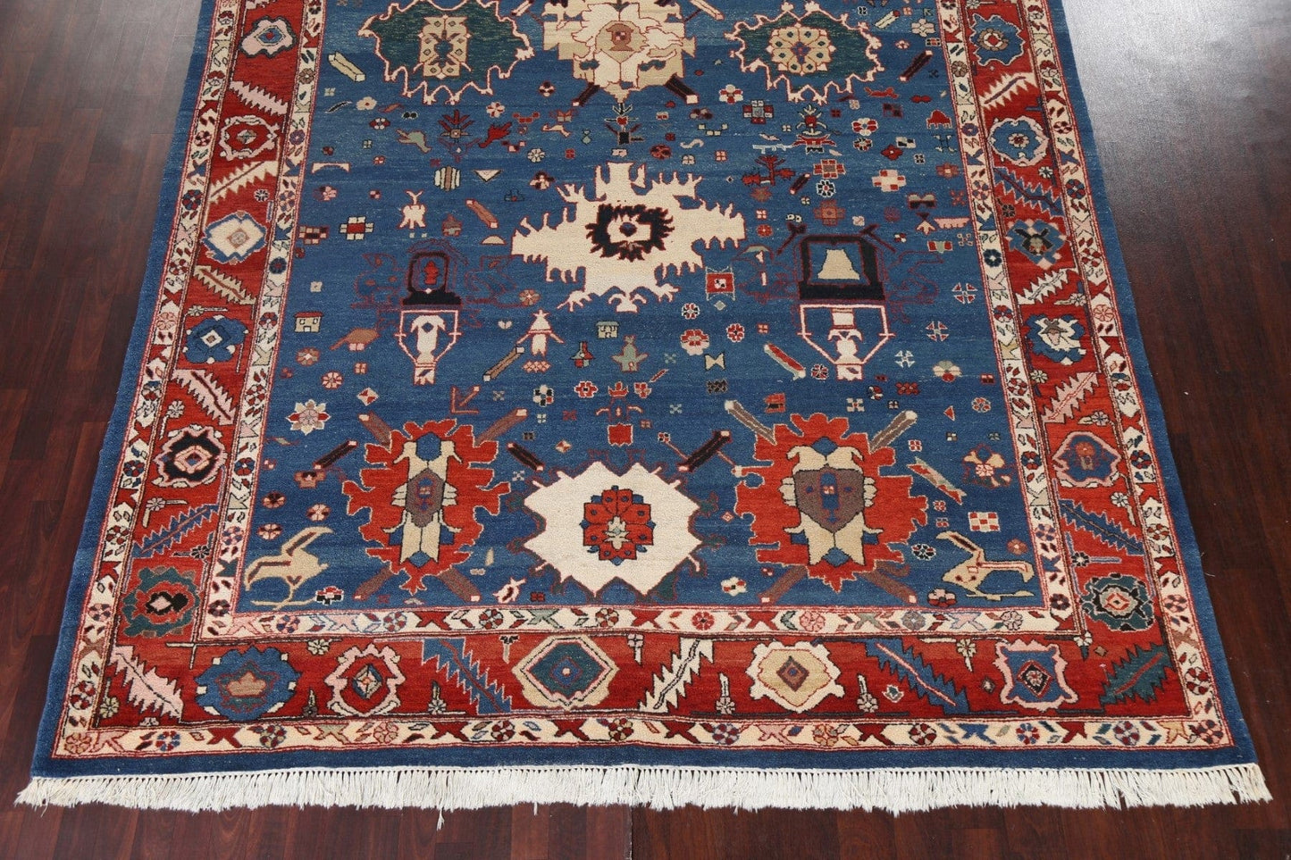 Blue Geometric Oushak Oriental Area Rug 9x11