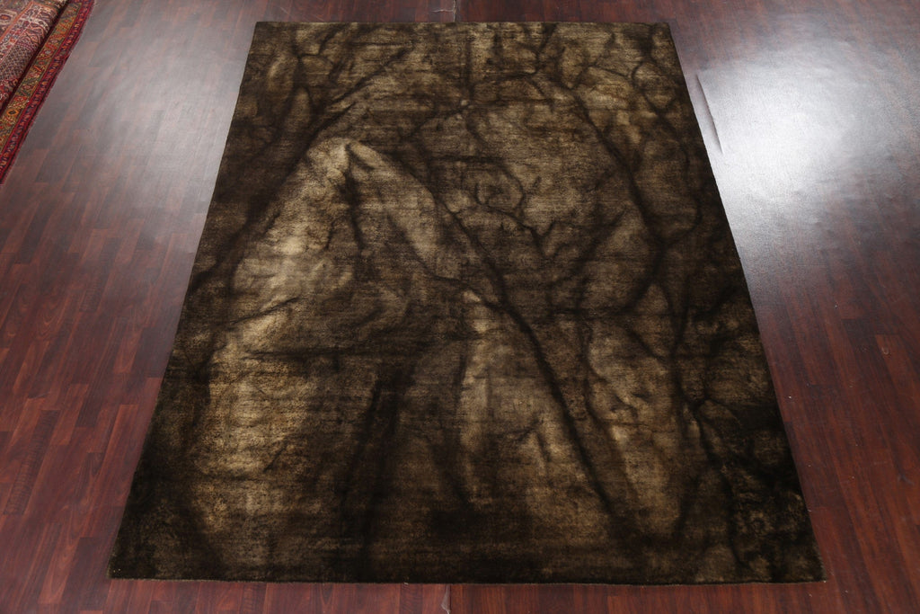 Black & Brown Abstract Oriental Area Rug 9x12