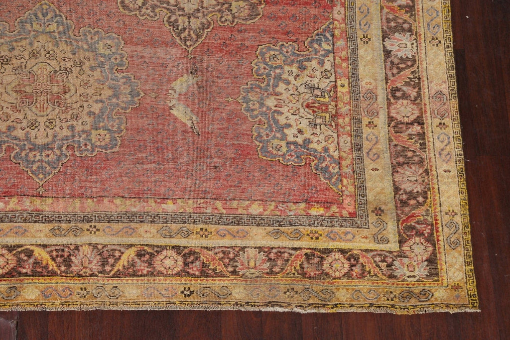 Pre-1900 Antique Vegetable Dye Oushak Turkish Rug 9x13