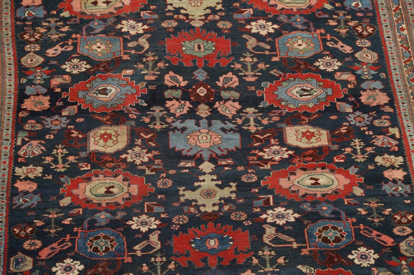 Pre-1900 Antique Vegetable Dye Bidjar Halvaei Persian Rug 8x13