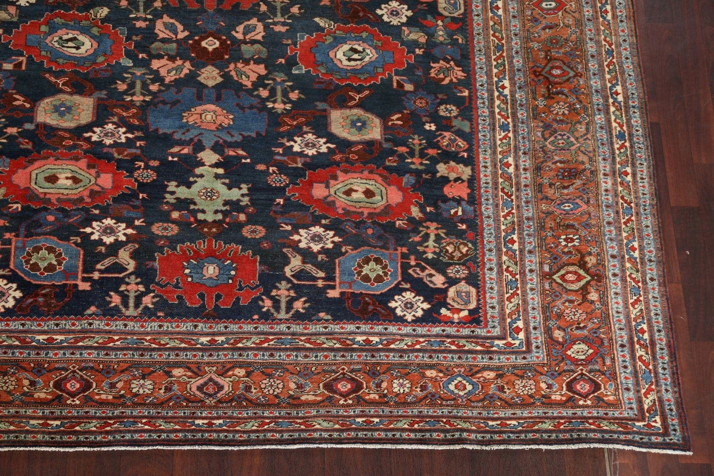 Pre-1900 Antique Vegetable Dye Bidjar Halvaei Persian Rug 8x13