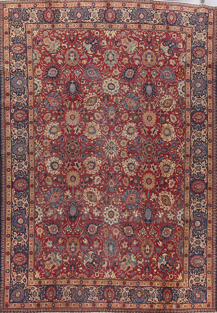 Pre-1900 Antique Vegetable Dye Tabriz Persian Area Rug 9x12