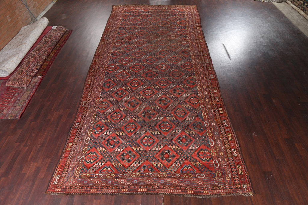 Pre-1900 Antique Vegetable Dye Turkoman Bashir Persian Rug 9x20