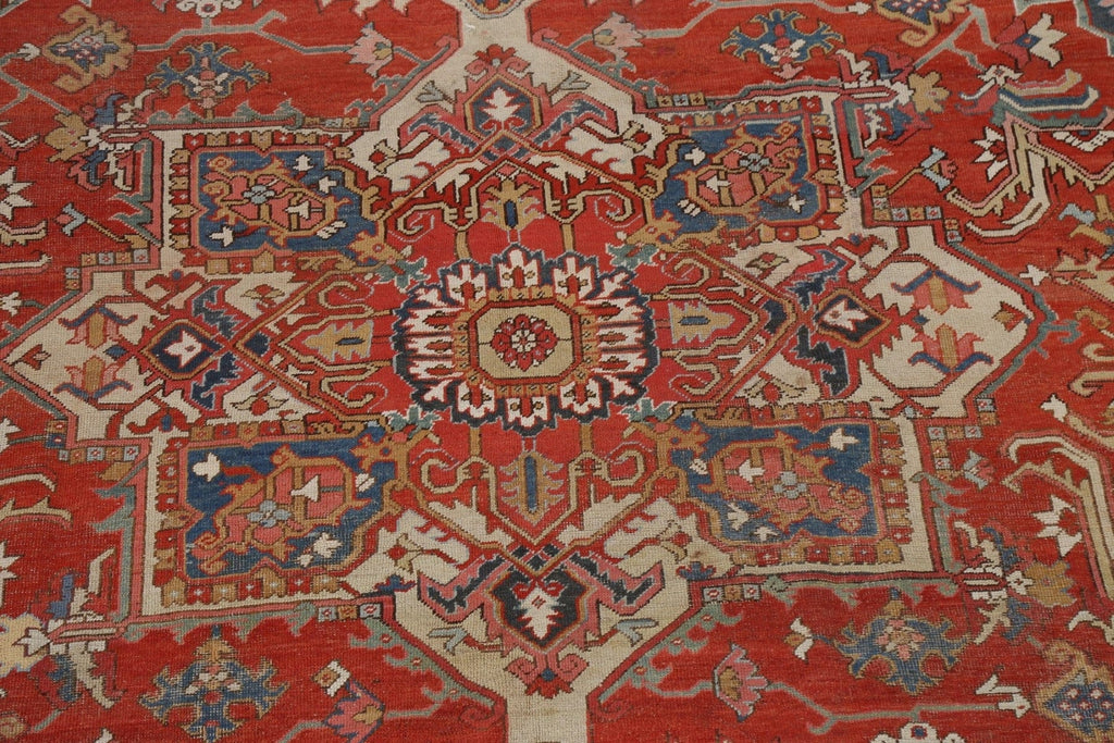 Pre-1900 Antique Vegetable Dye Heriz Serapi Persian Rug 9x12