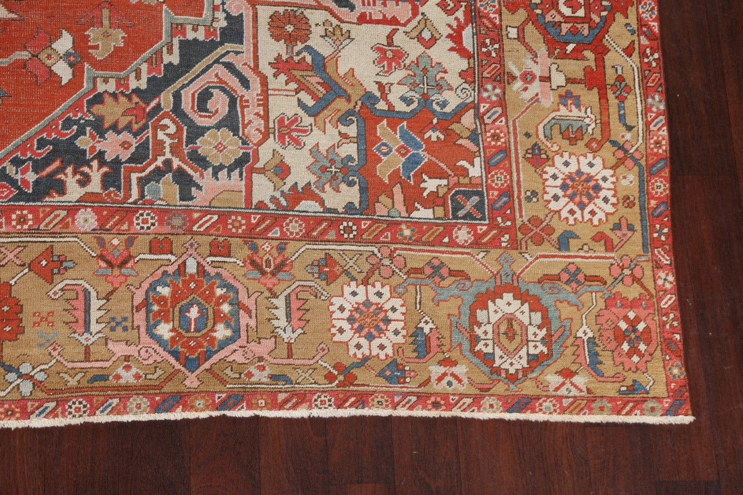 Pre-1900 Antique Vegetable Dye Heriz Serapi Persian Rug 9x12