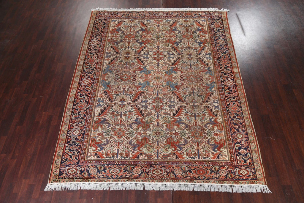 Antique Heriz Serapi Vegetable Dye Persian Area Rug 9x11