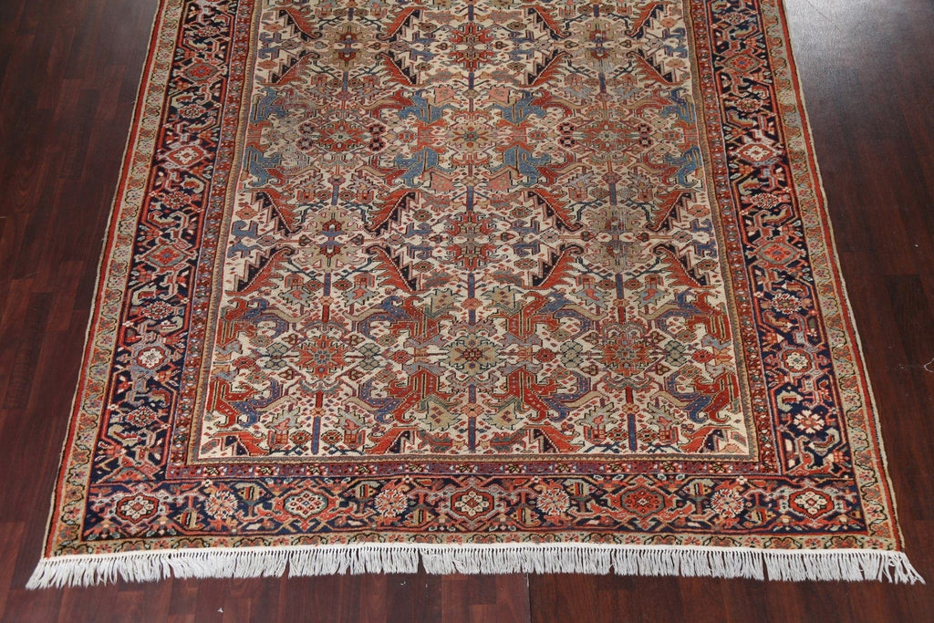 Antique Heriz Serapi Vegetable Dye Persian Area Rug 9x11