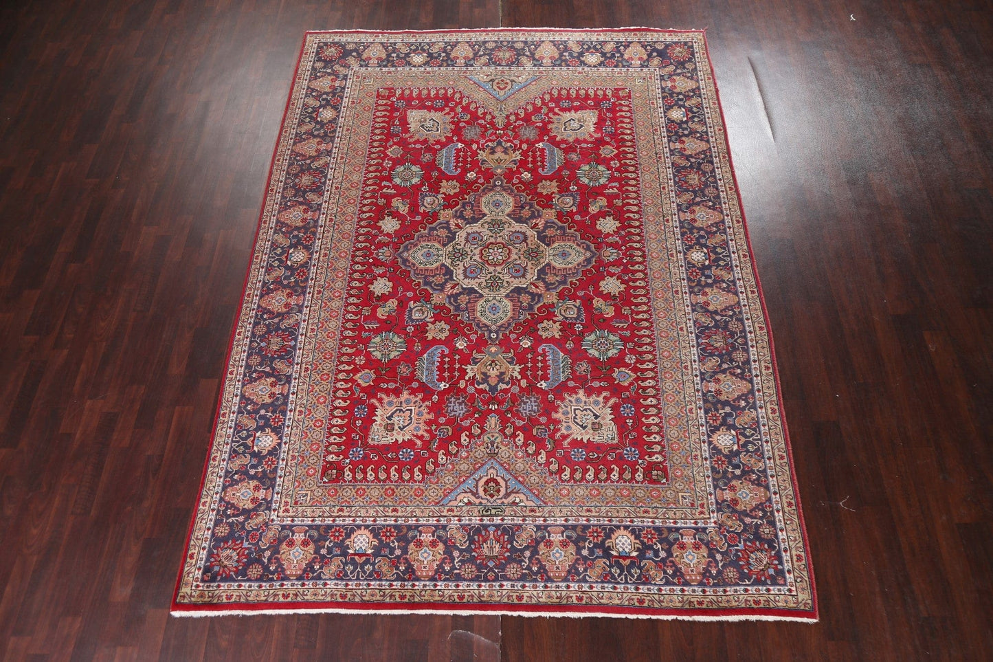 Vintage Wool Red Tabriz Persian Area Rug 8x11