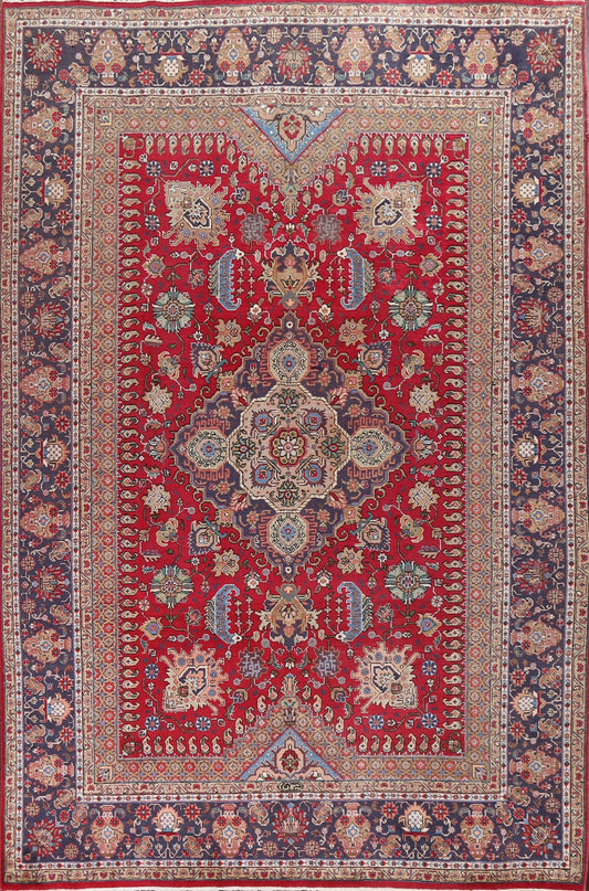 Vintage Wool Red Tabriz Persian Area Rug 8x11