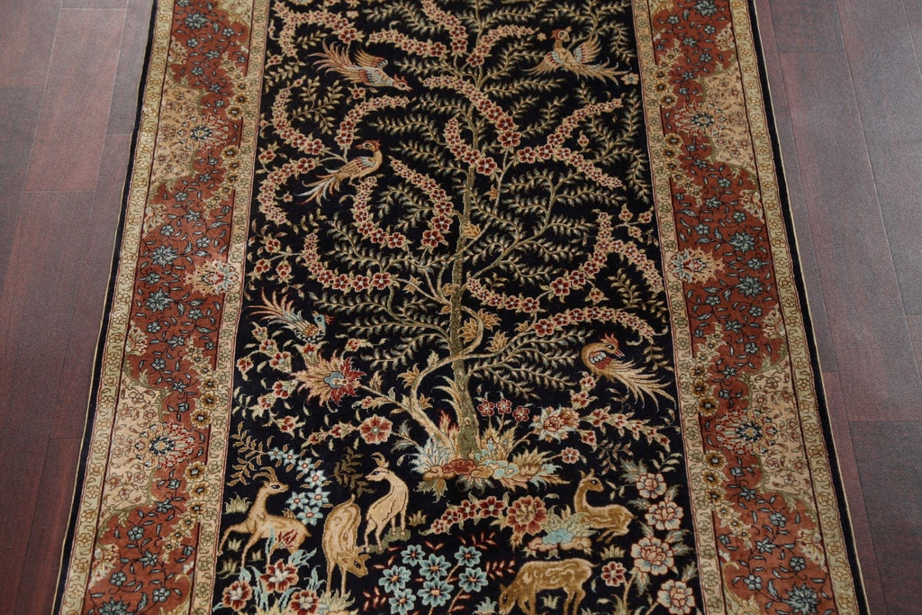 Animal Print 100% Silk Qum Persian Handmade Rug 3x4