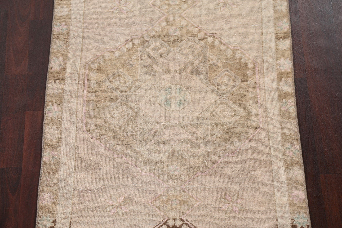 Muted Geometric Anatolian Turkish Runner Rug 3x11