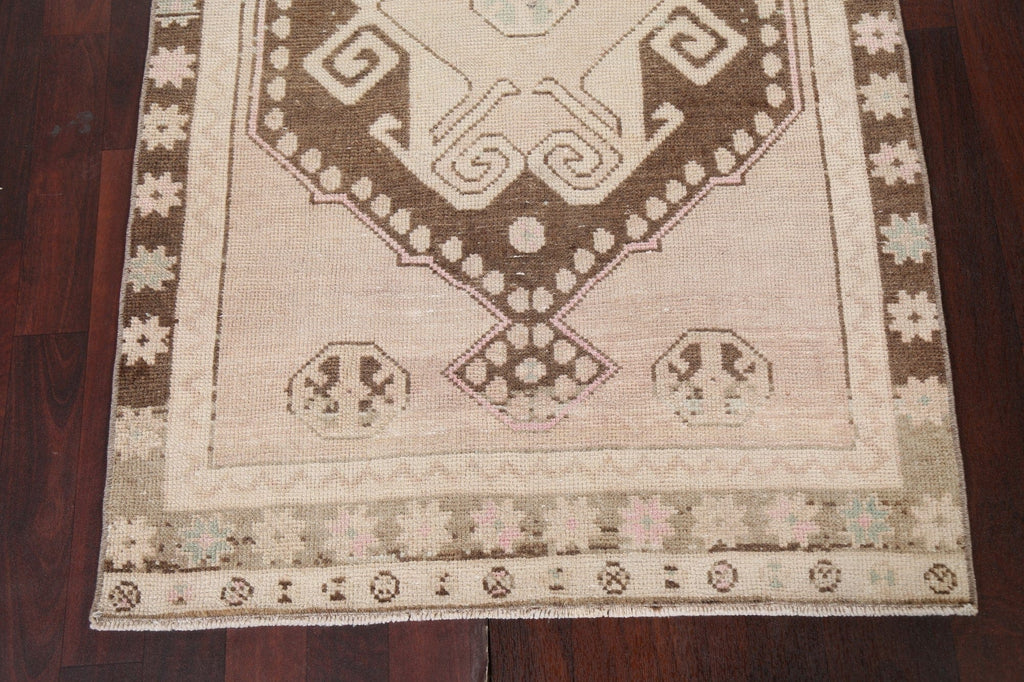 Muted Geometric Anatolian Turkish Runner Rug 3x11