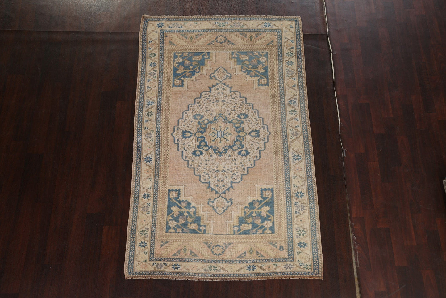 Vintage Geometric Anatolian Turkish Area Rug 4x7