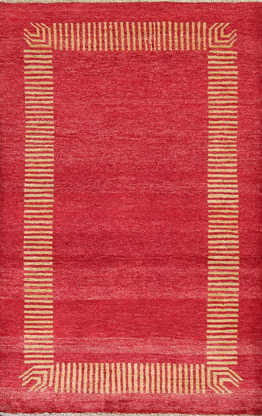 Handmade Red Gabbeh Kashkoli Oriental Rug 3x5