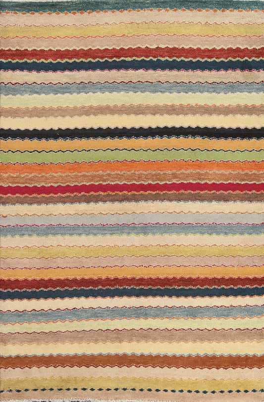 Contemporary Gabbeh Kashkoli Oriental Area Rug 4x6