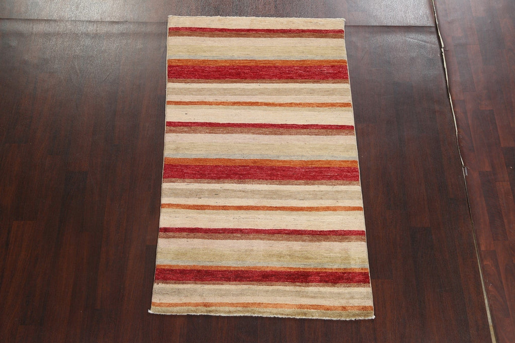 Striped Wool Gabbeh Kashkoli Oriental Area Rug 4x7