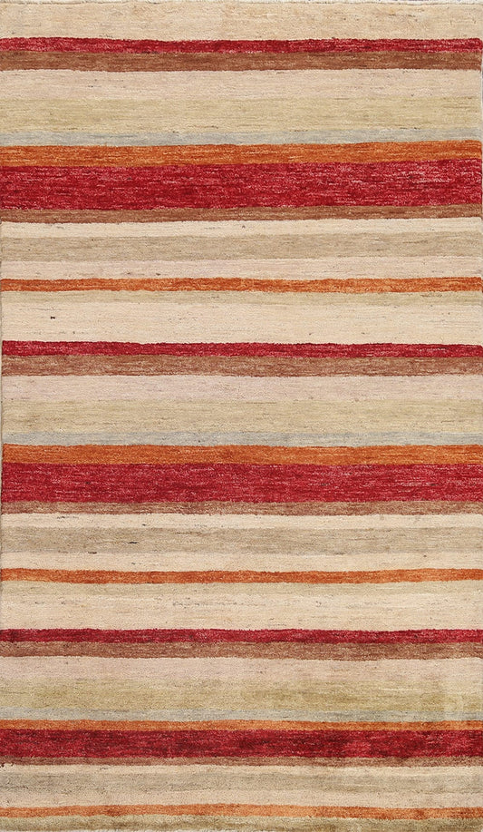 Striped Wool Gabbeh Kashkoli Oriental Area Rug 4x7