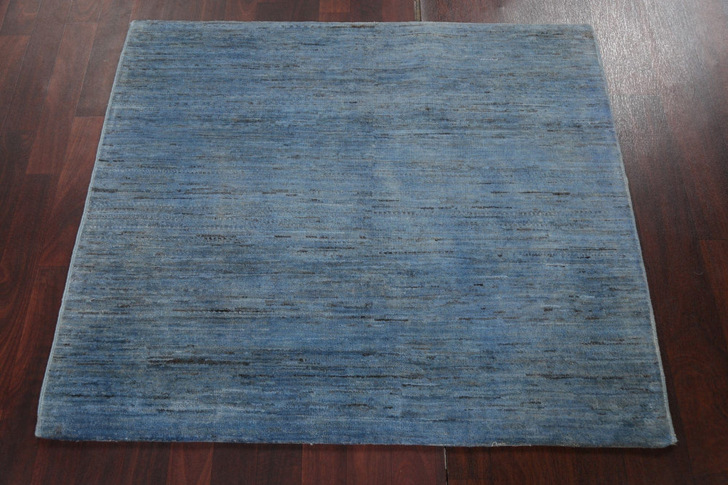 Blue Gabbeh Kashkoli Oriental Square Rug 4x4