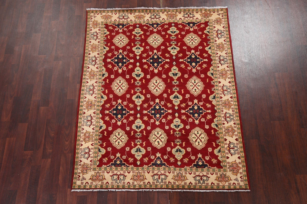 Red Handmade Oushak Oriental Area Rug 5x6