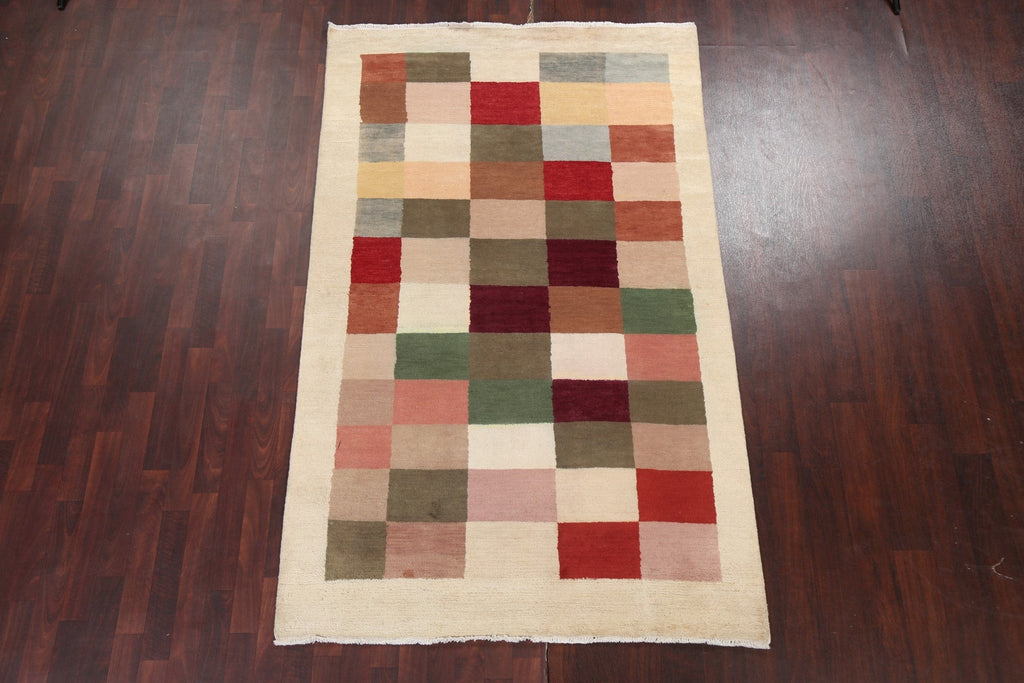 Checkered Gabbeh Kashkoli Oriental Area Rug 5x8