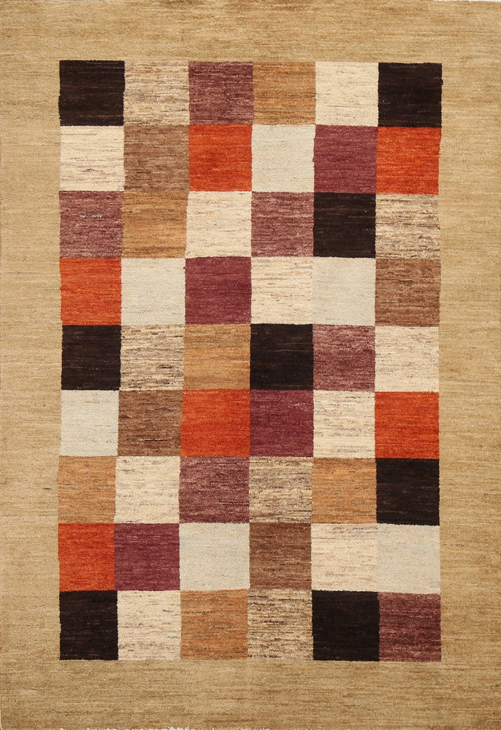 Checkered Gabbeh Kashkoli Oriental Area Rug 5x7