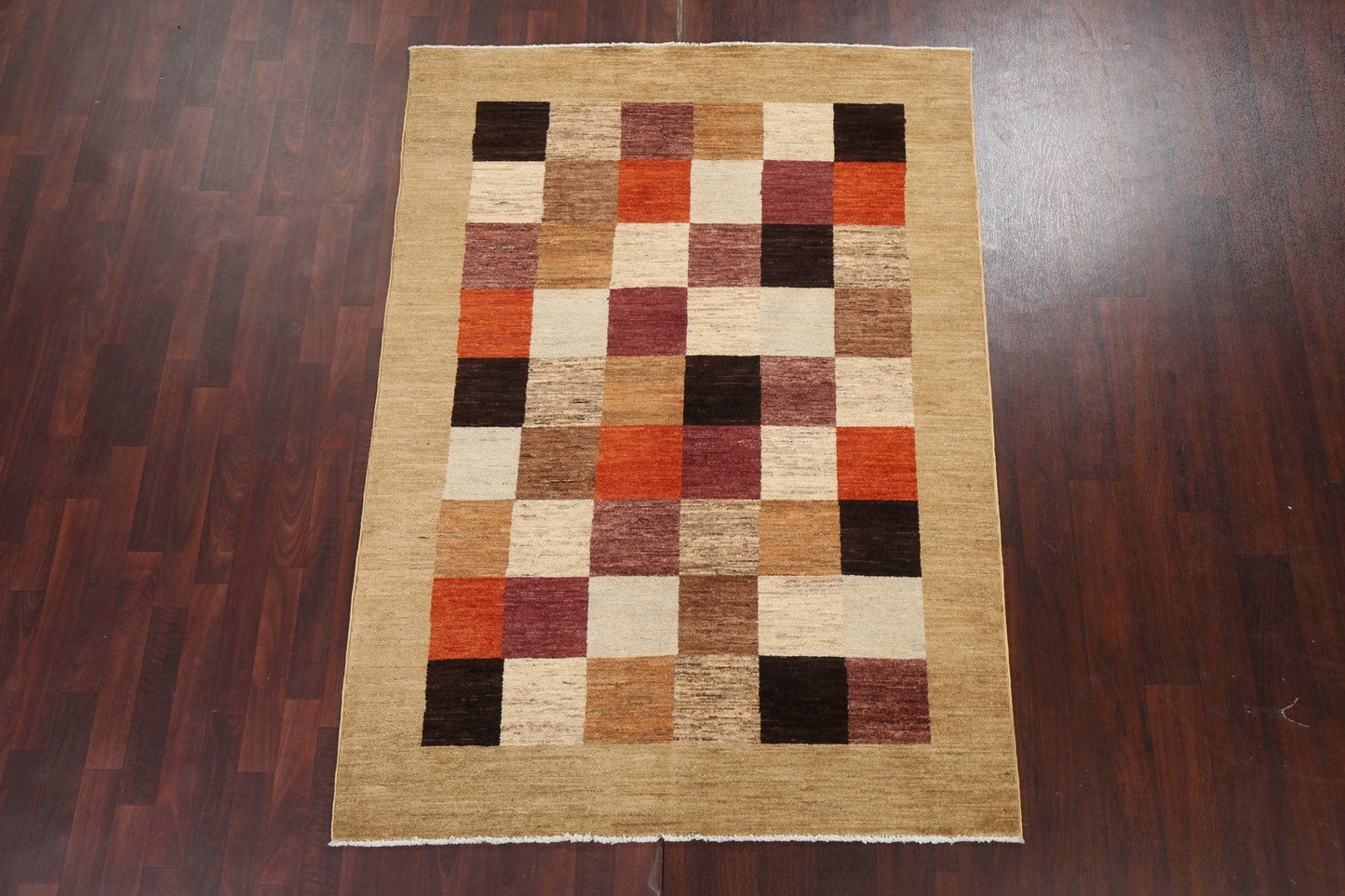 Checkered Gabbeh Kashkoli Oriental Area Rug 5x7