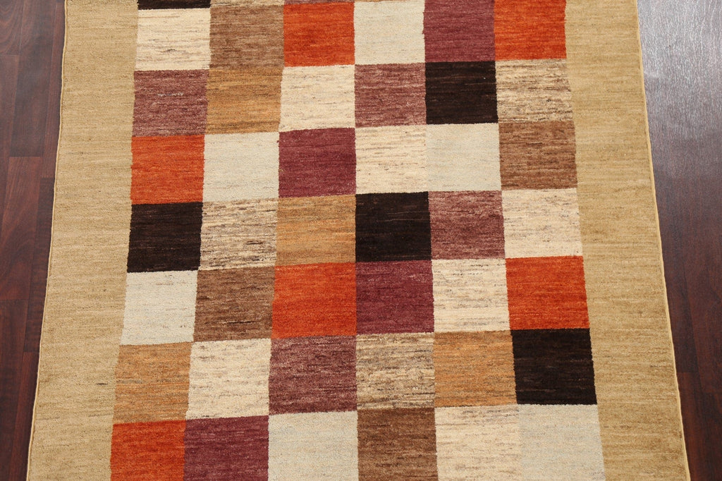 Checkered Gabbeh Kashkoli Oriental Area Rug 5x7