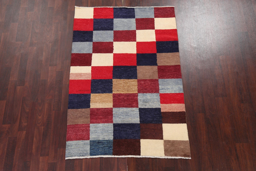 Checkered Gabbeh Kashkoli Oriental Area Rug 4x6