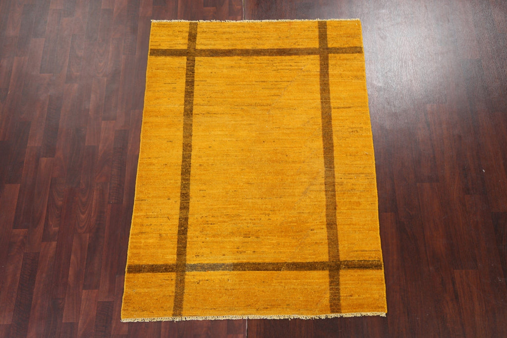 Yellow Wool Gabbeh Kashkoli Oriental Area Rug 4x6