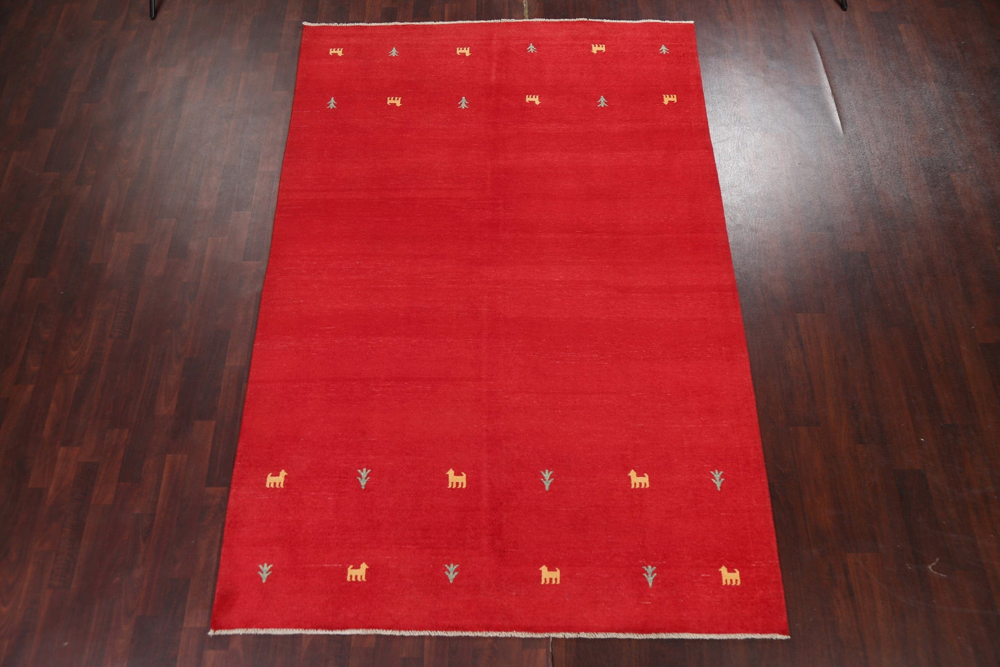 Red Wool Gabbeh Kashkoli Oriental Area Rug 7x10