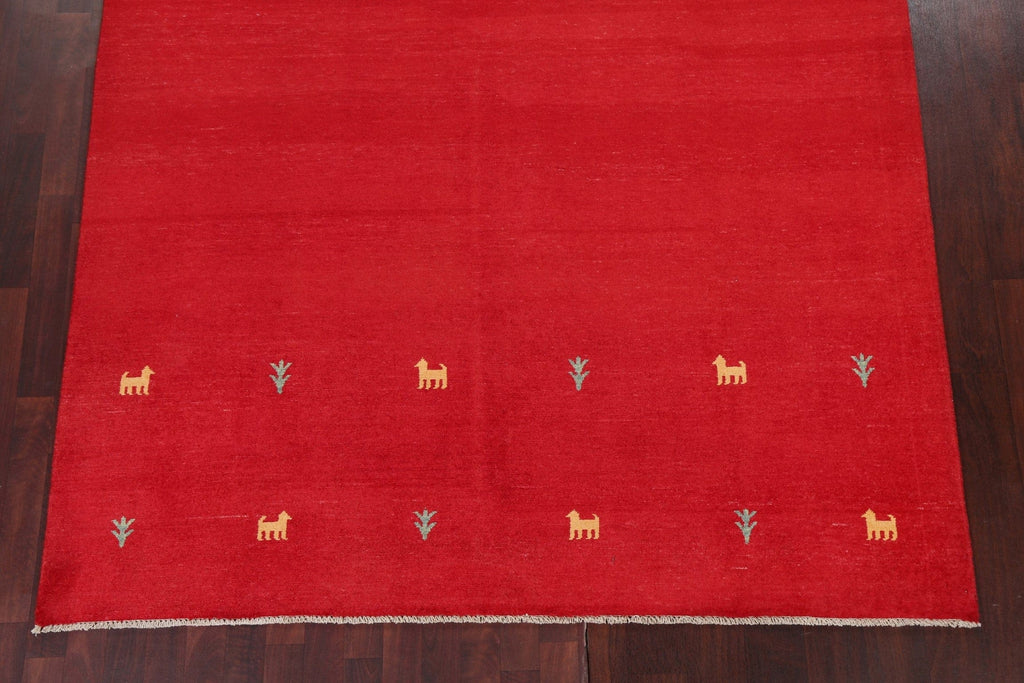 Red Wool Gabbeh Kashkoli Oriental Area Rug 7x10