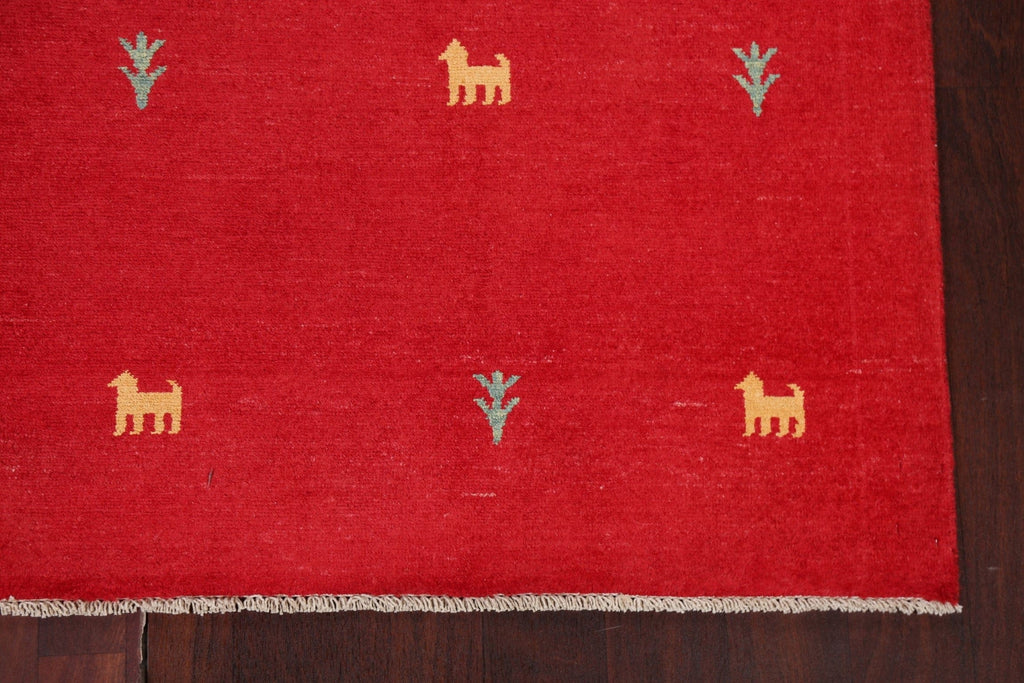 Red Wool Gabbeh Kashkoli Oriental Area Rug 7x10