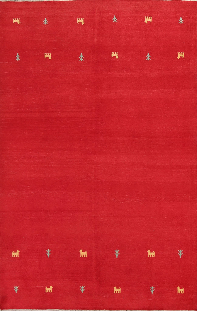 Red Wool Gabbeh Kashkoli Oriental Area Rug 7x10